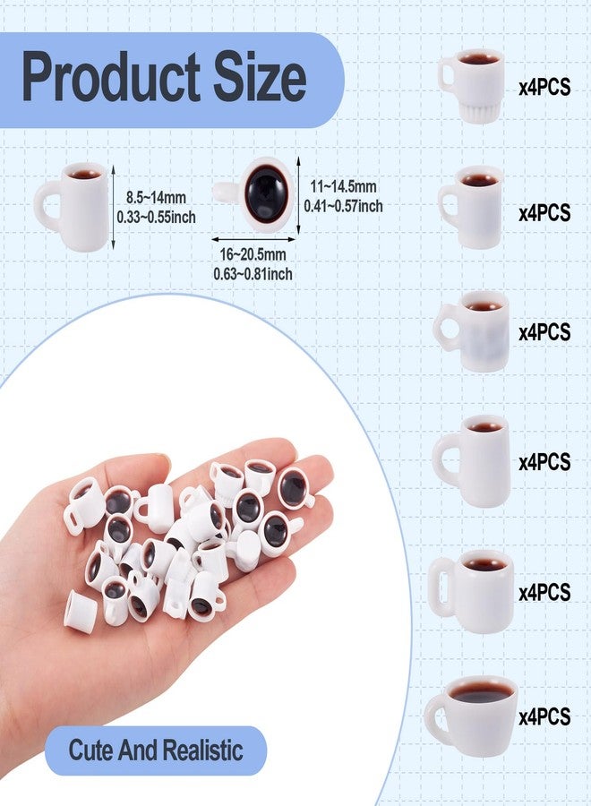 BB Beadthoven Beadthoven 24Pcs Min Resin Coffee Cups Miniature Food for Dollhouse Mini Drinks Cups Kitchen Accessories Sets Coffee Mug Figures for Micro Landscape Party Decor Keychain Earrings DIY Jewelry Making - Image 2